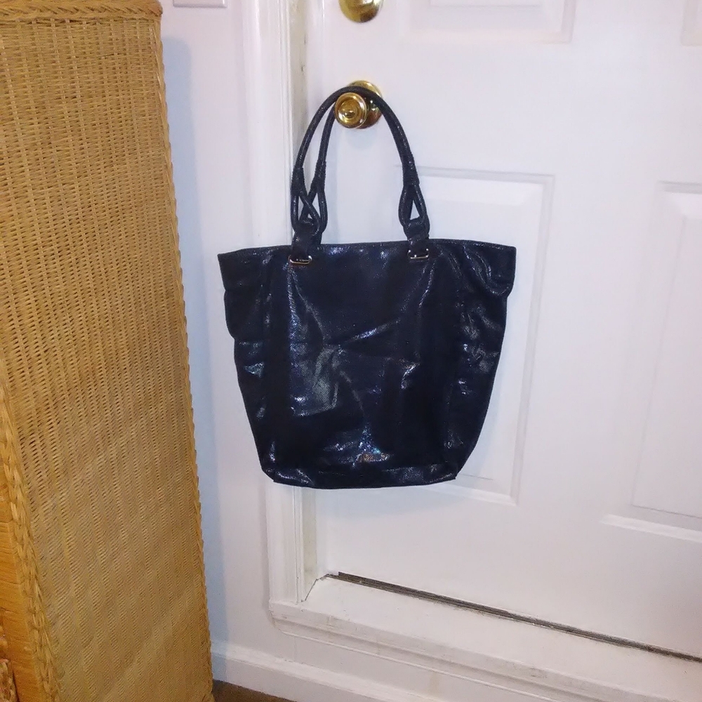 Handbag Navy blue shimmery tote  Like New!